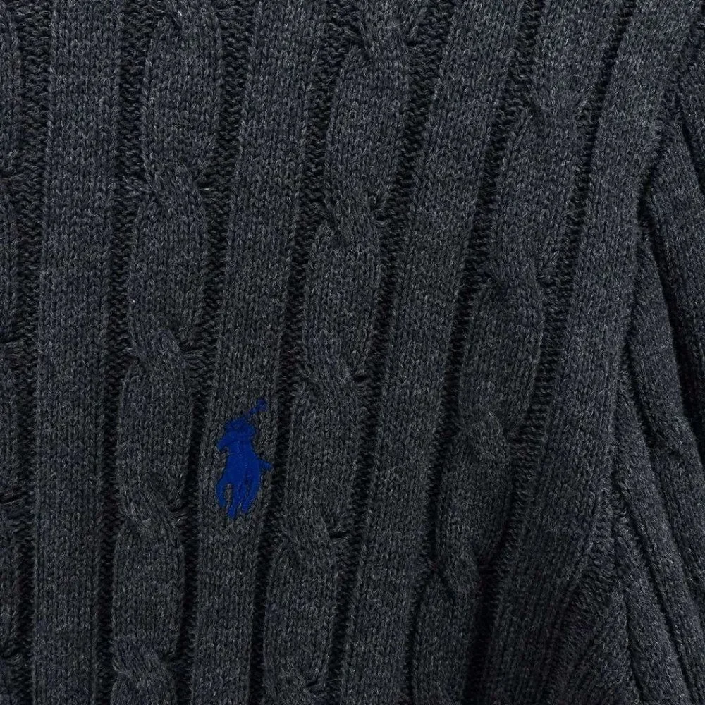 Polo Ralph Lauren Cable Knit Knitted Slim Fit Sweatshirt Grey XXL